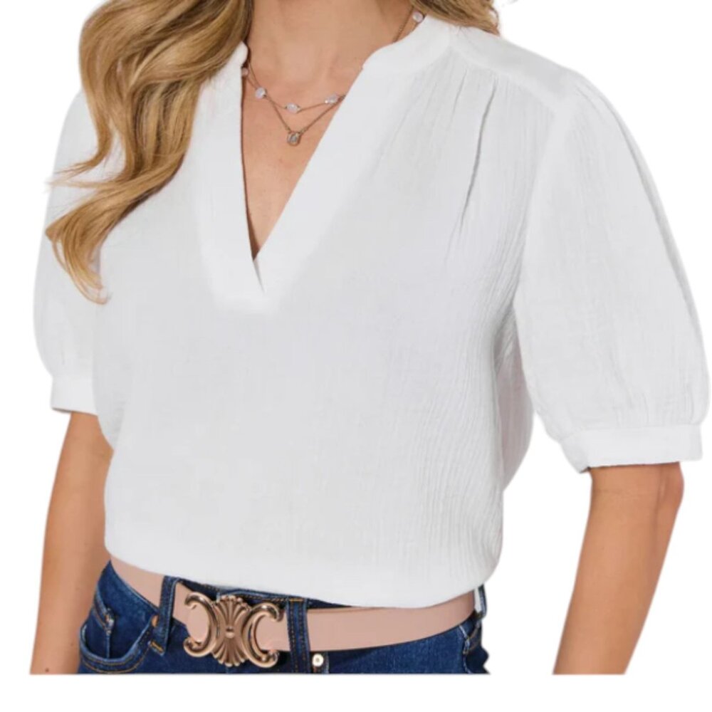 Tammy White Puff Sleeve Top Women's Size XS New w/Tag - Picture 2 of 4